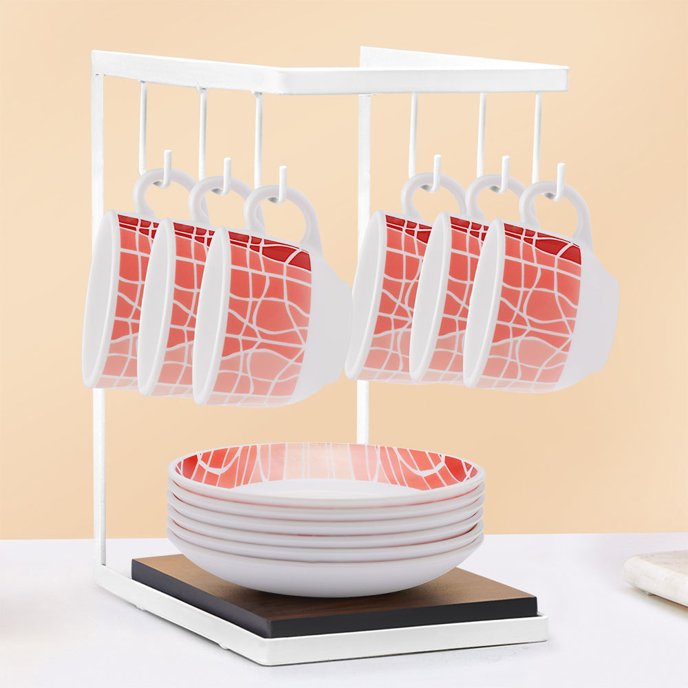 Larah by Borosil Flamingo Cup n Saucers Set 140 ml x 12