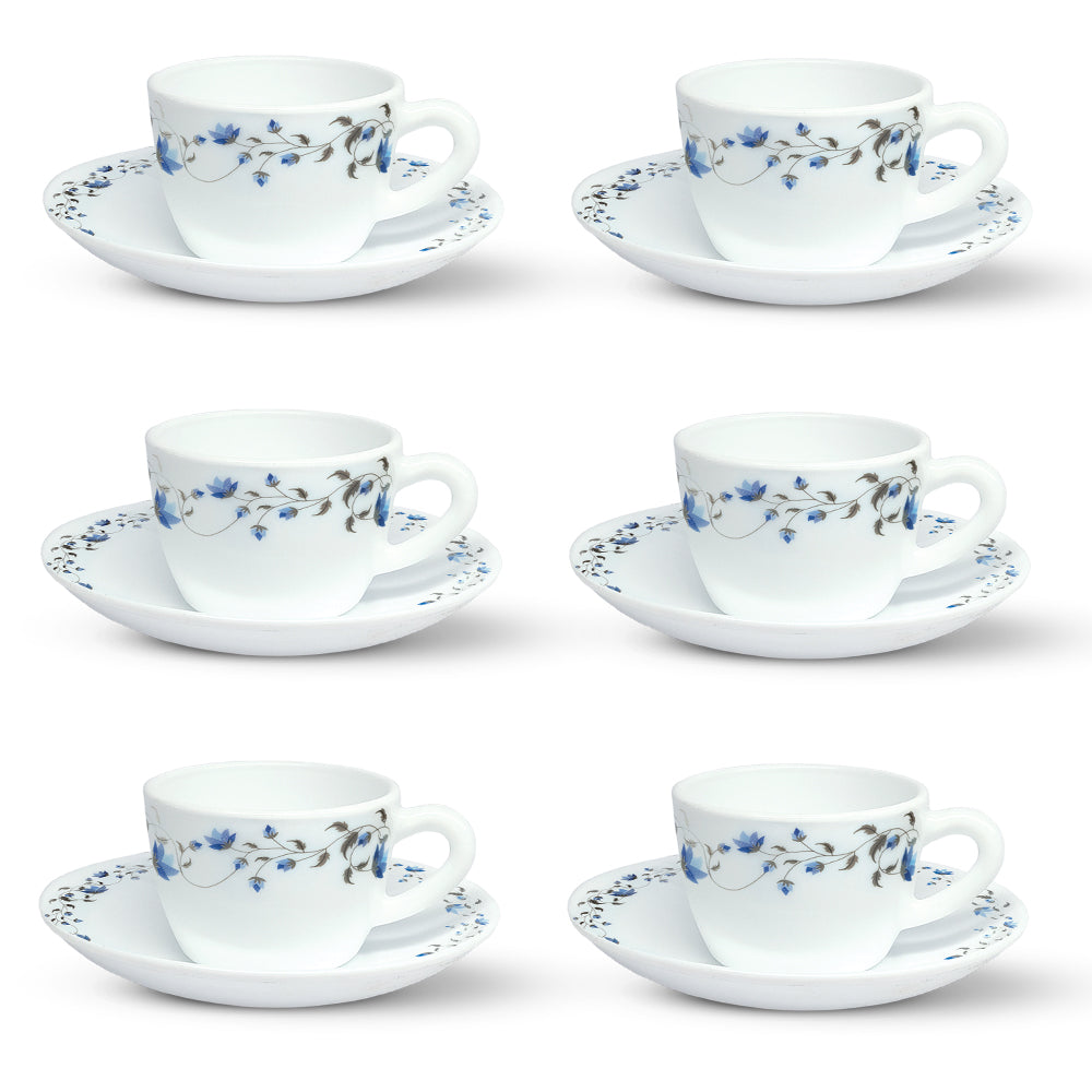 Larah by Borosil Helena Cup n Saucer Set 140 ml x 12