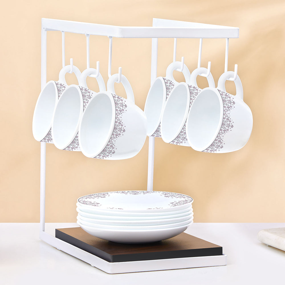 Larah by Borosil Lark Cup n Saucers Set 140 ml x 12
