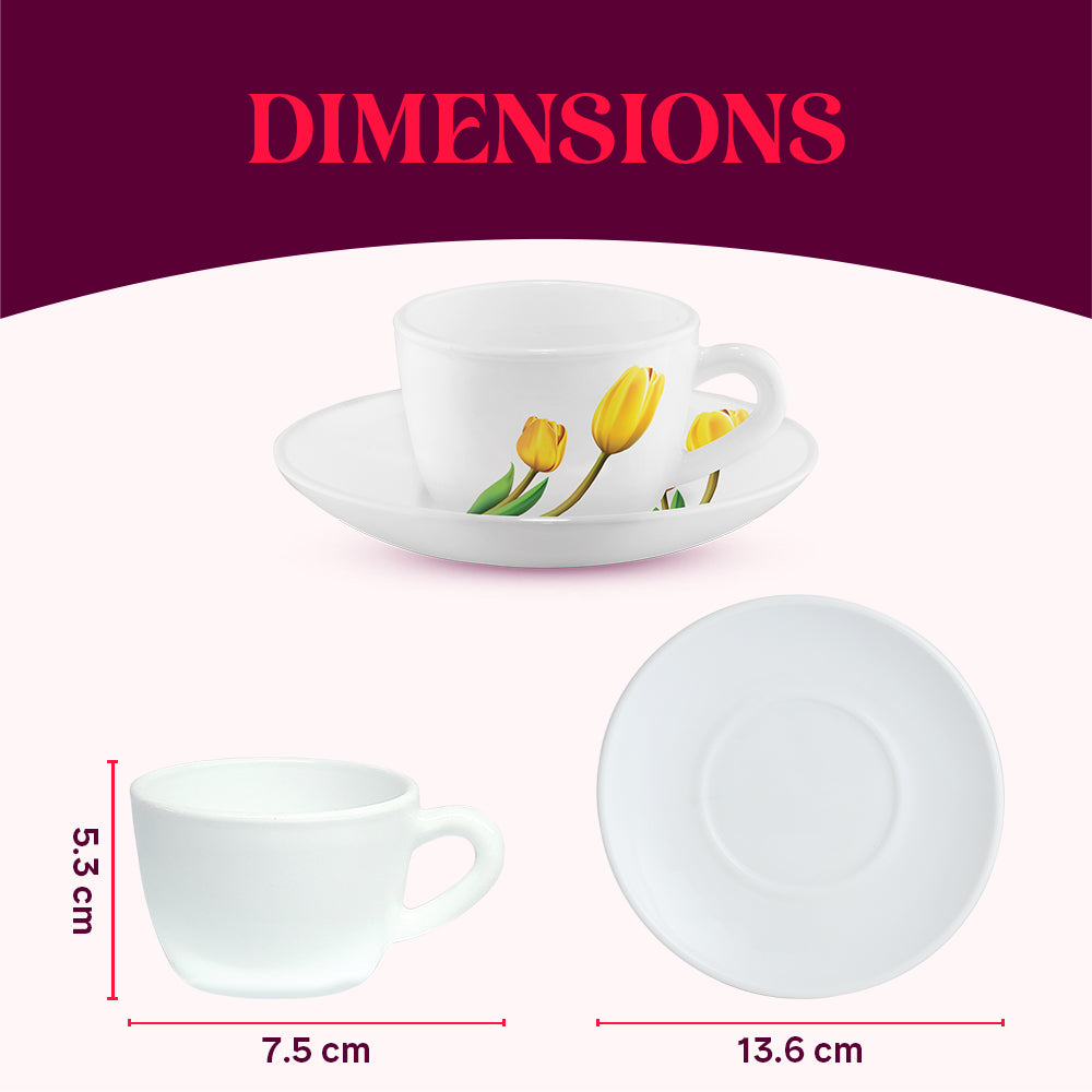 Larah by Borosil Lyana Cup n Saucer Set 140 ml x 12
