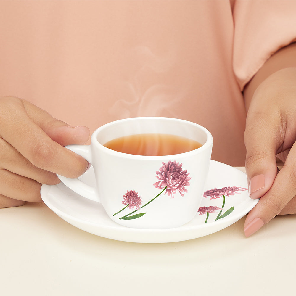 Larah by Borosil Nargis Cup n Saucer Set 140 ml x 12
