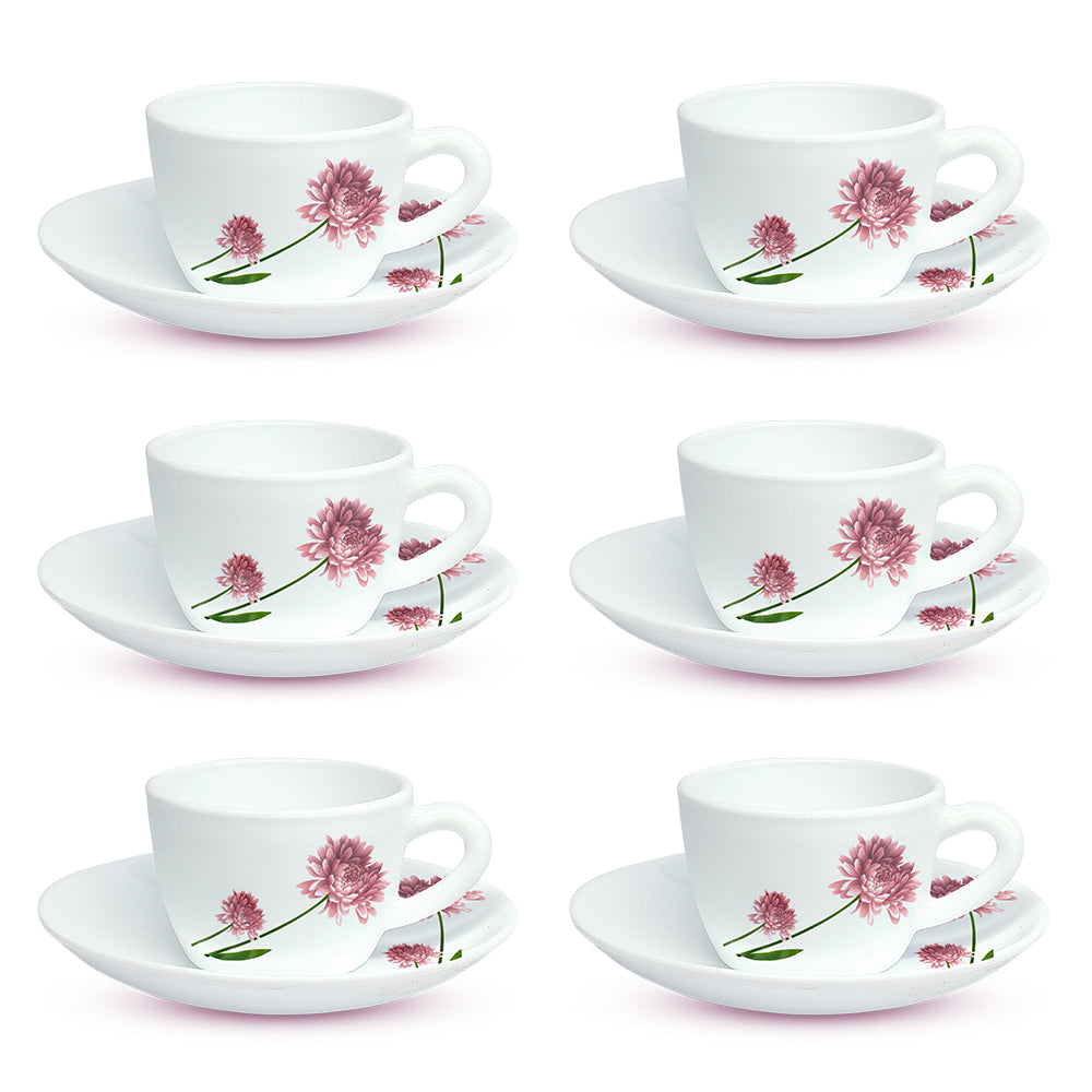 Larah by Borosil Nargis Cup n Saucer Set 140 ml x 12