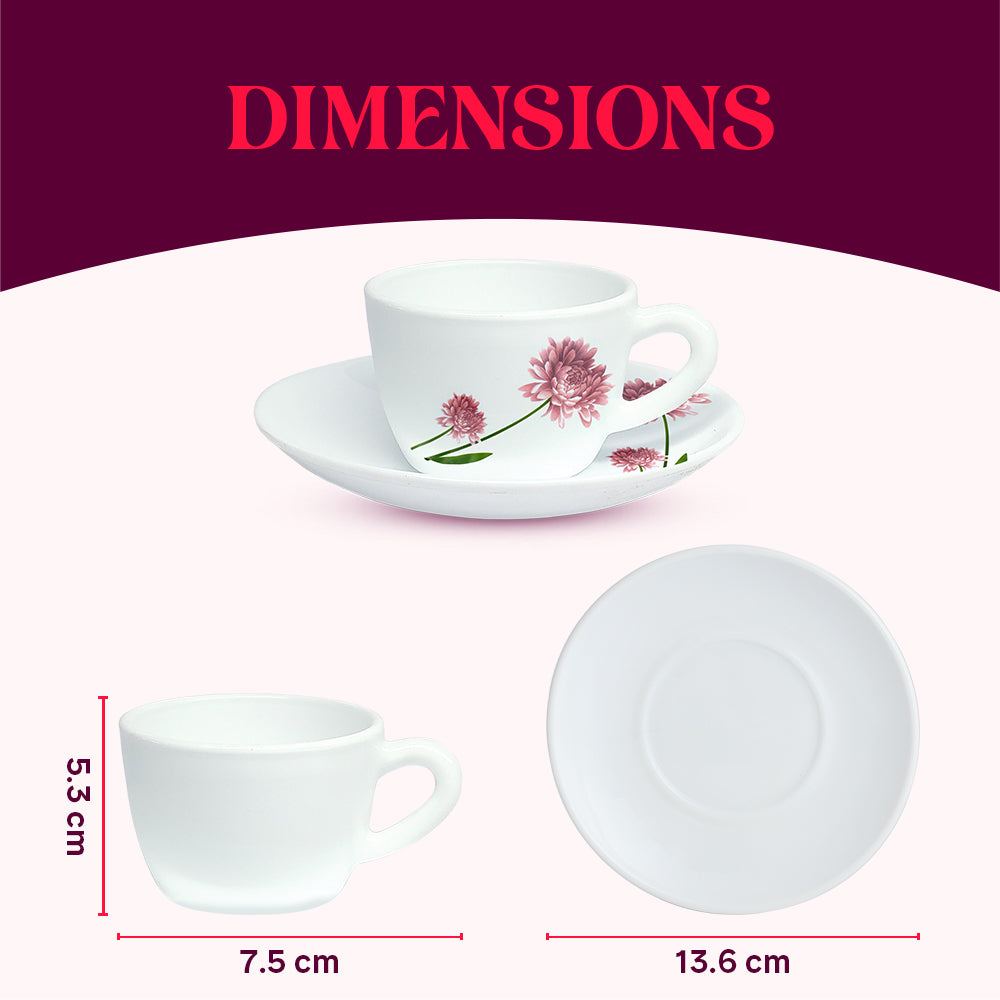 Larah by Borosil Nargis Cup n Saucer Set 140 ml x 12