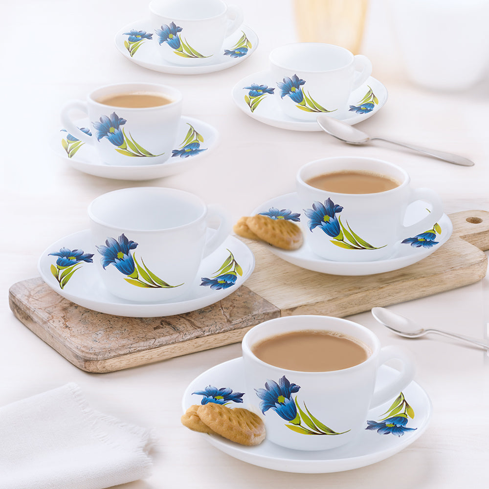 Larah by Borosil Nina Cup n Saucer Set 140 ml x 12