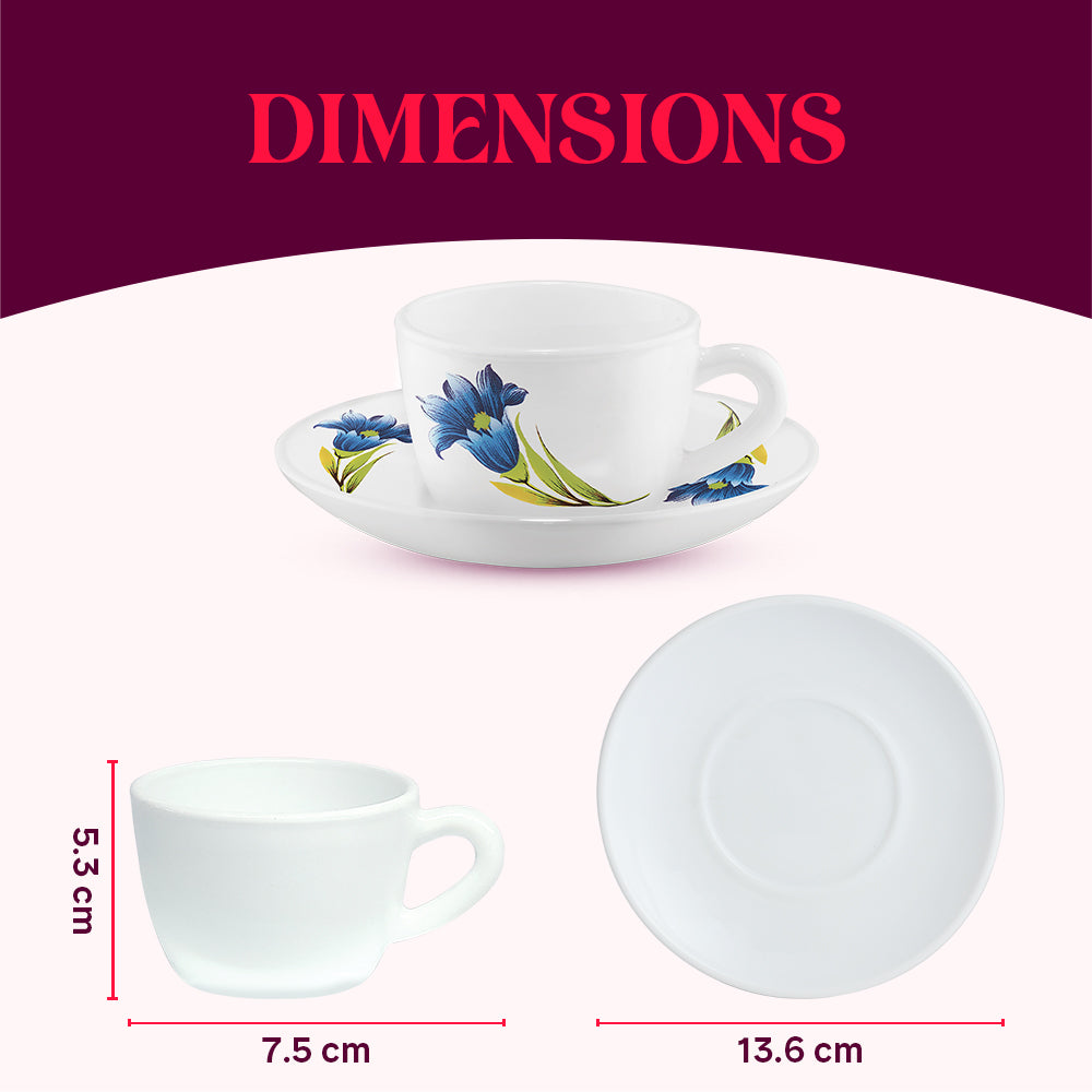 Larah by Borosil Nina Cup n Saucer Set 140 ml x 12