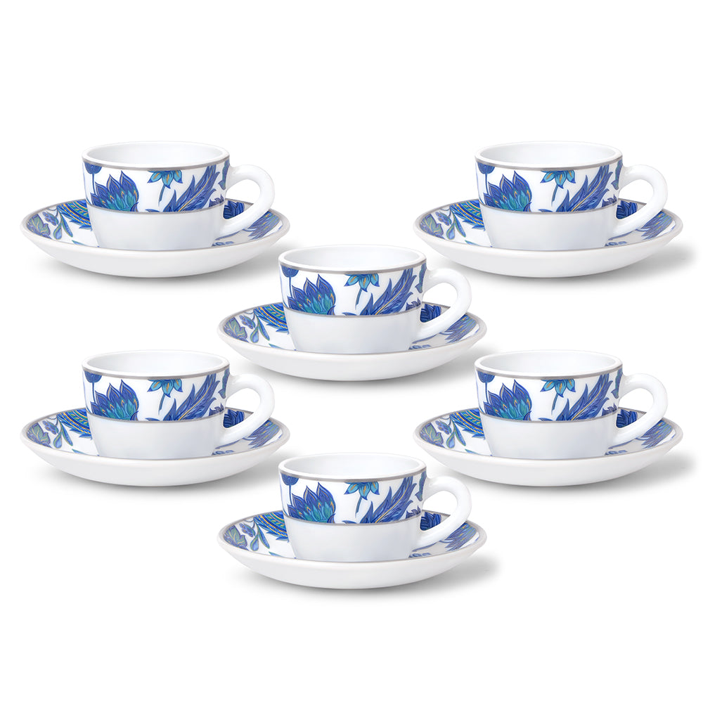 Larah By Borosil New Iris Cup n Saucer Set 140 ml x 12