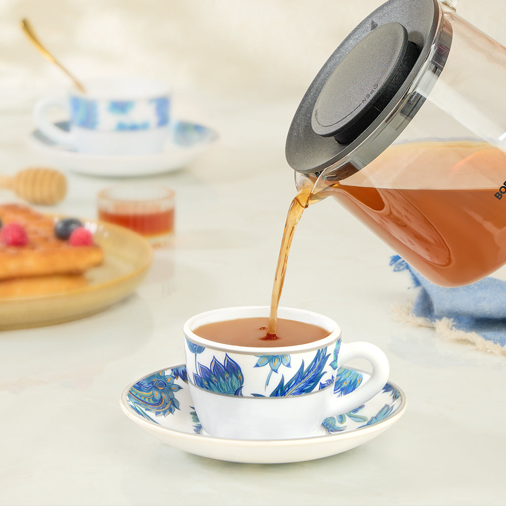 Larah By Borosil New Iris Cup n Saucer Set 140 ml x 12