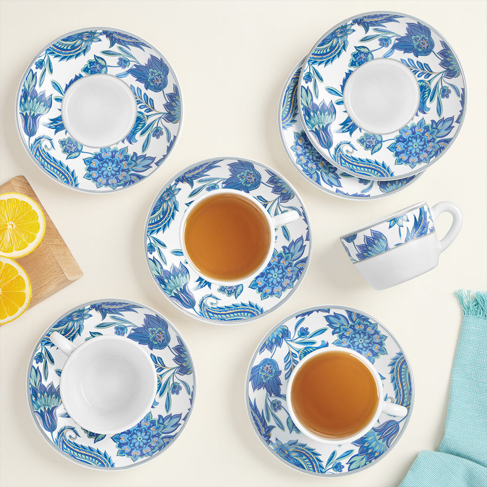 Larah By Borosil New Iris Cup n Saucer Set 140 ml x 12