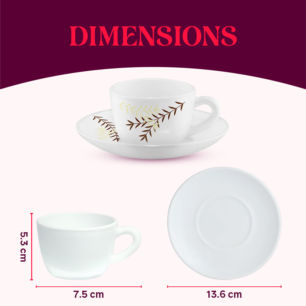 Larah by Borosil Oak Cup n Saucer Set 140 ml x 12
