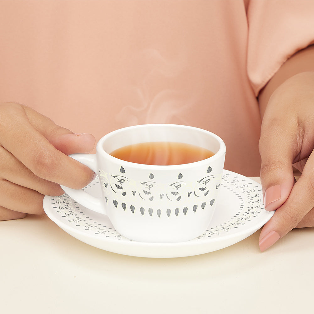 Larah by Borosil Ora Gold Cup n Saucer Set 140 ml x 12