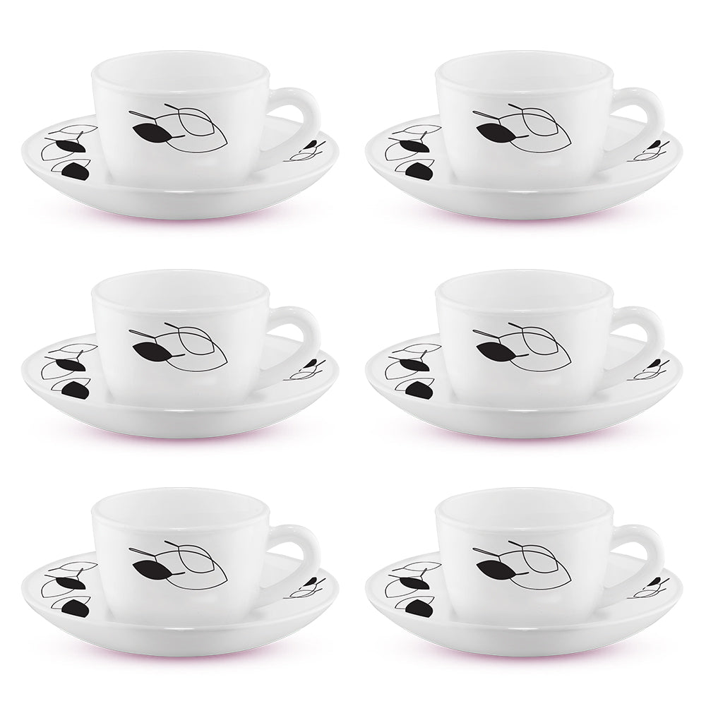 Larah by Borosil Shadow Cup n Saucer Set 140 ml x 12