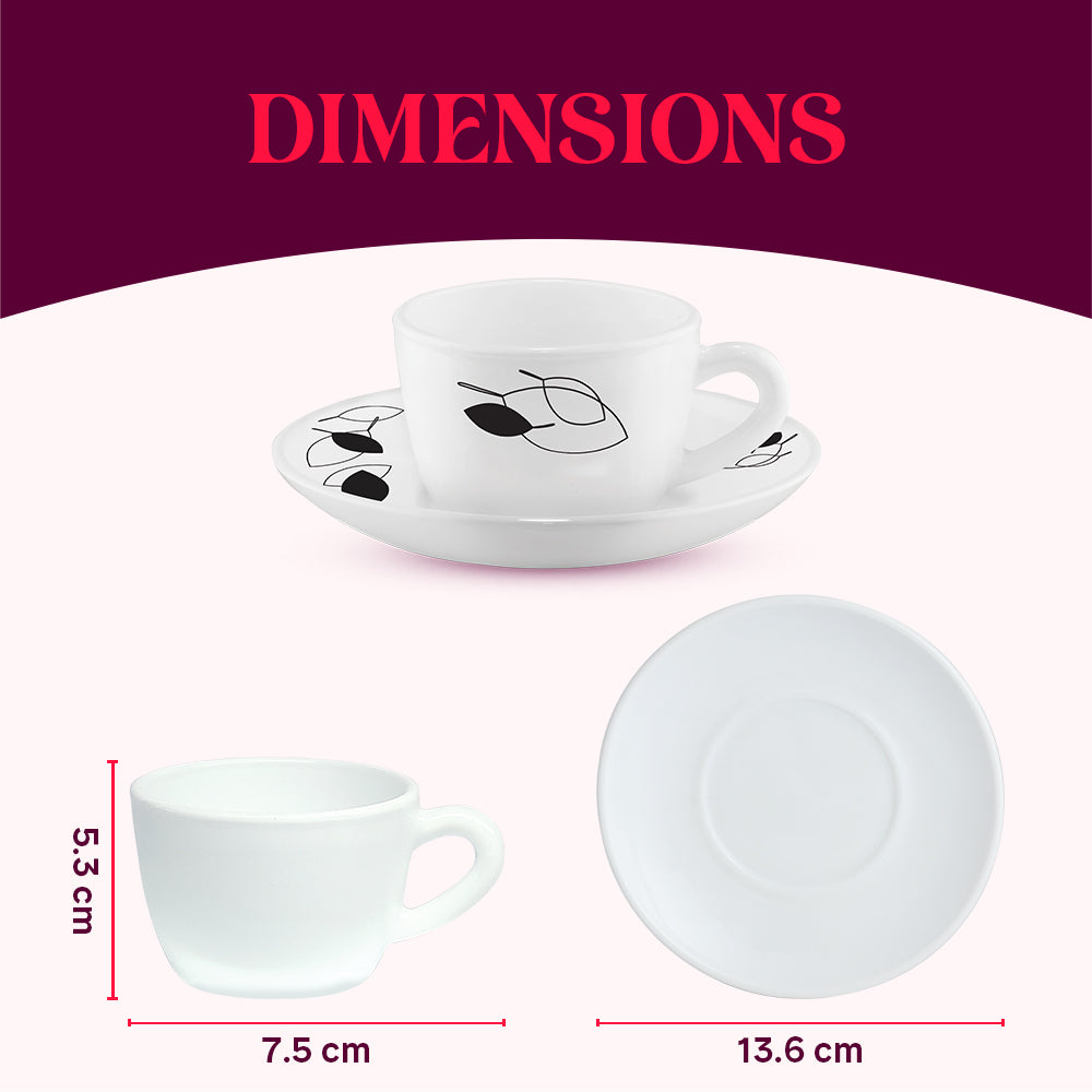 Larah by Borosil Shadow Cup n Saucer Set 140 ml x 12