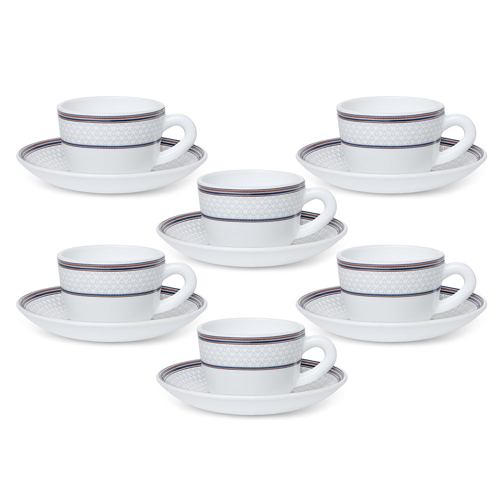 Larah By Borosil Starlight Cup n Saucer Set 140 ml x 12