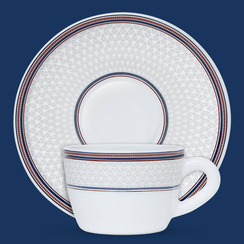 Larah By Borosil Starlight Cup n Saucer Set 140 ml x 12