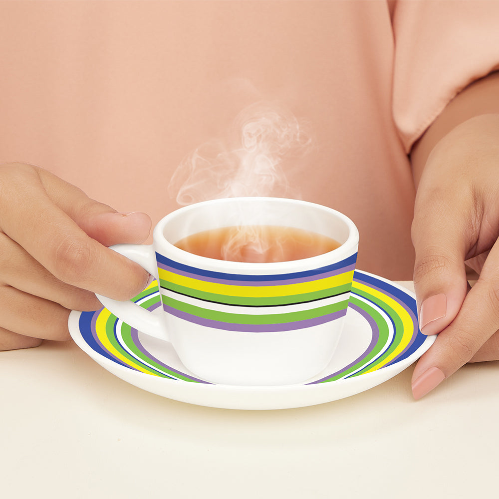 Larah by Borosil Vienna Cup n Saucers Set 140 ml x 12