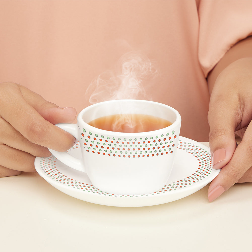 Larah by Borosil Waltz Cup n Saucer Set 140 ml x 12
