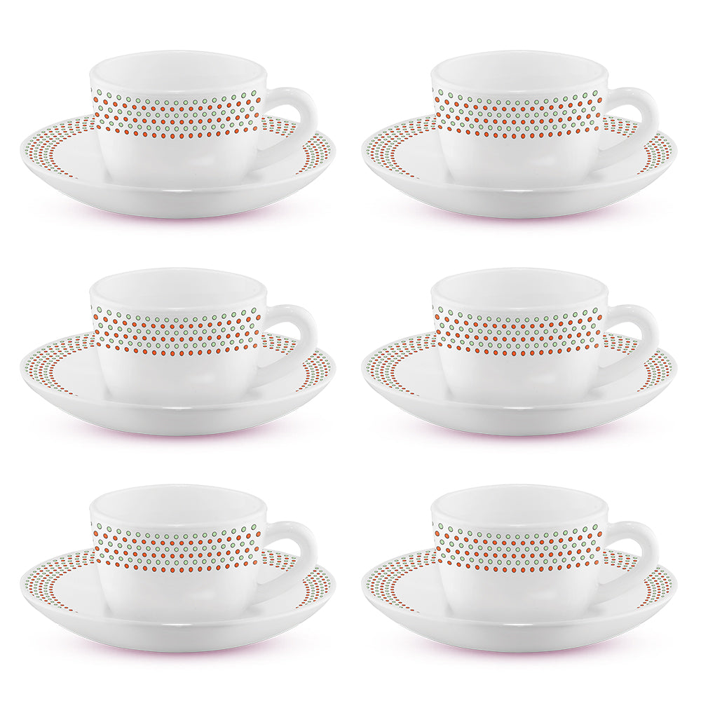 Larah by Borosil Waltz Cup n Saucer Set 140 ml x 12