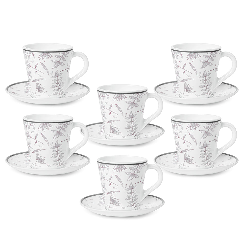 Larah By Borosil Grandeur Mug n Saucer Set 160 ml x 12