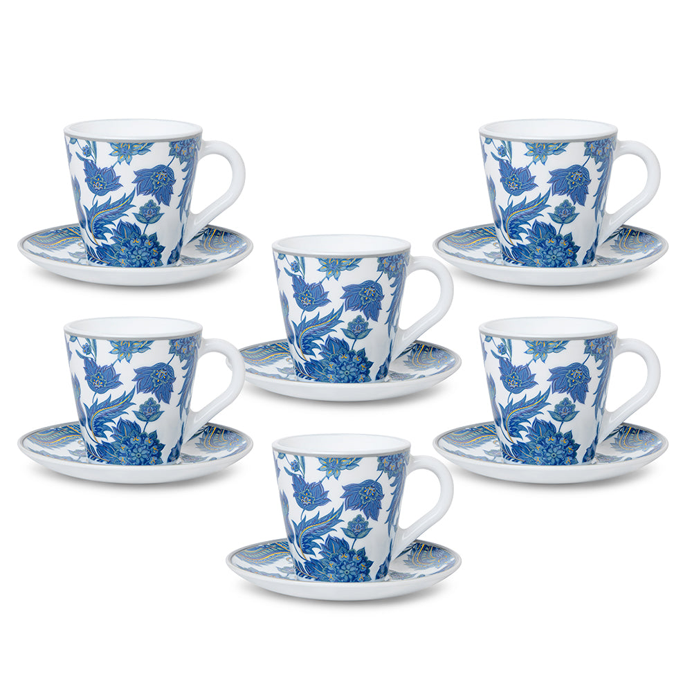 Larah By Borosil New Iris Mug n Saucer Set 160 ml x 12