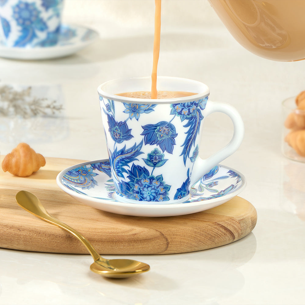 Larah By Borosil New Iris Mug n Saucer Set 160 ml x 12
