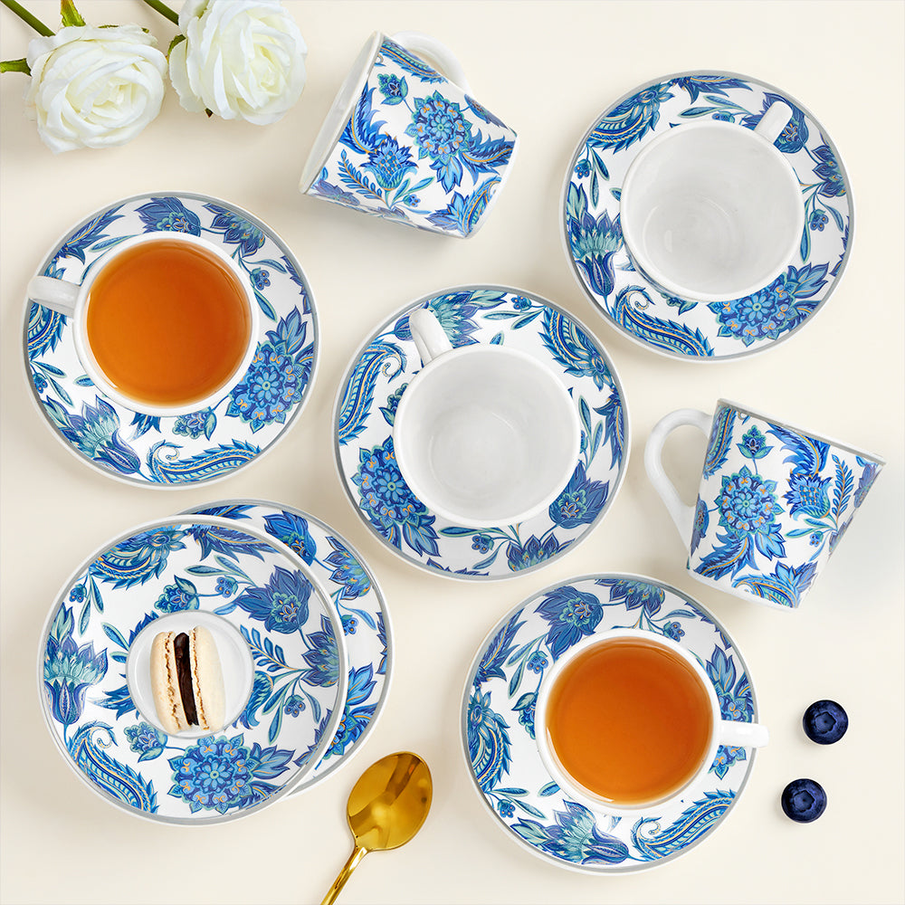 Larah By Borosil New Iris Mug n Saucer Set 160 ml x 12