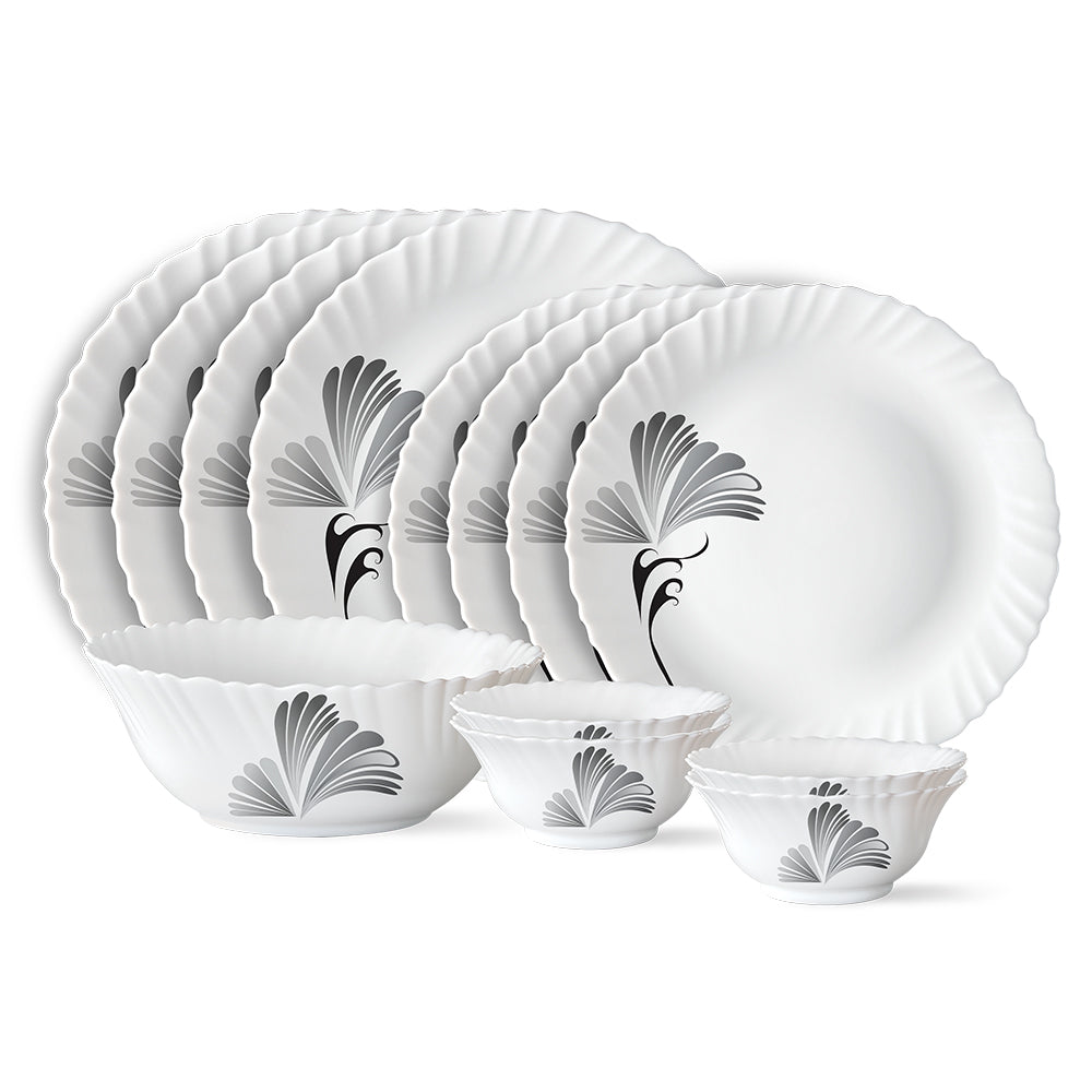 Larah by Borosil, Feather Dinner Set 13 pc Set: Serves 4