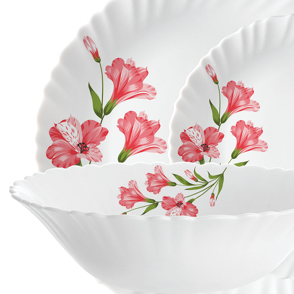 Larah by Borosil, Marina Peach Dinner Set 15 pc Set: Serves 6