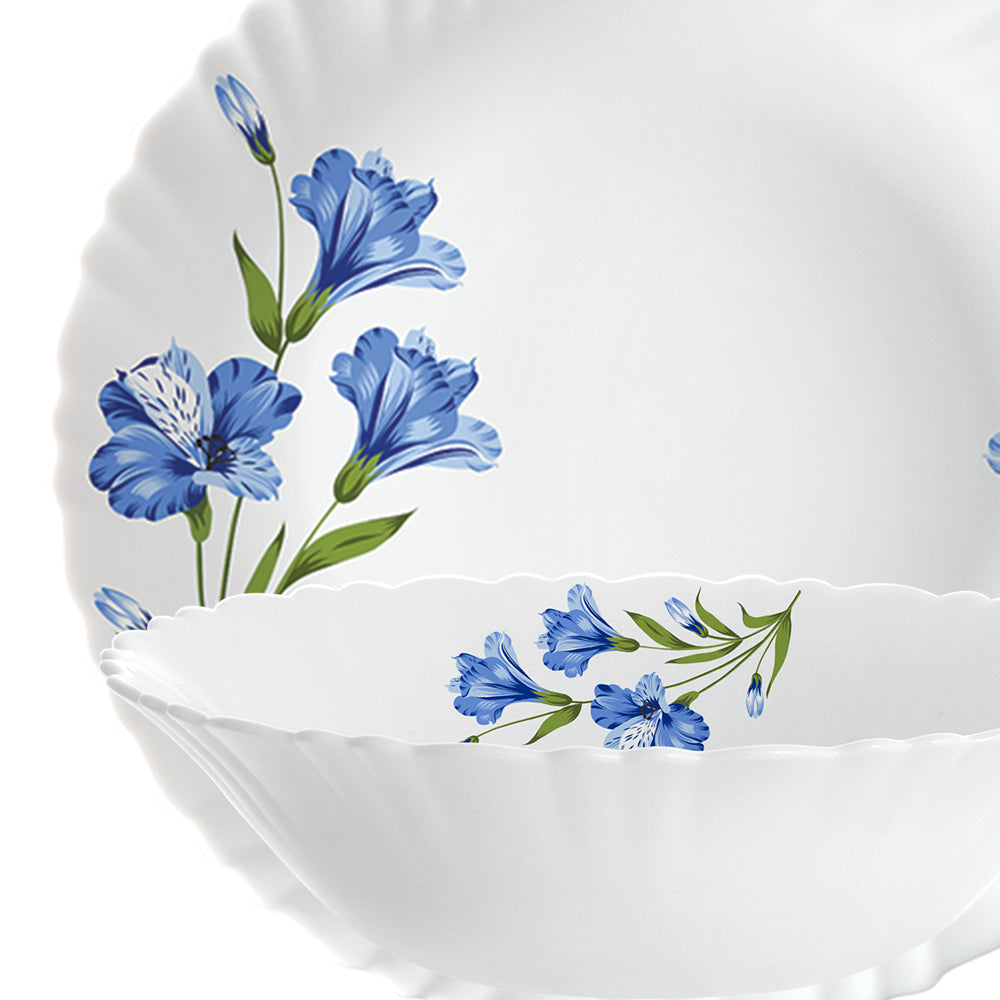 Larah by Borosil, Marina Blue Dinner Set 15 pc Set: Serves 6