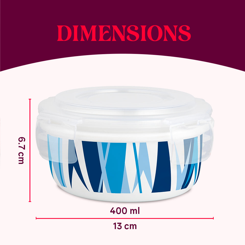 Larah By Borosil Geo Blue Klip N Store Storage Container 400 ml