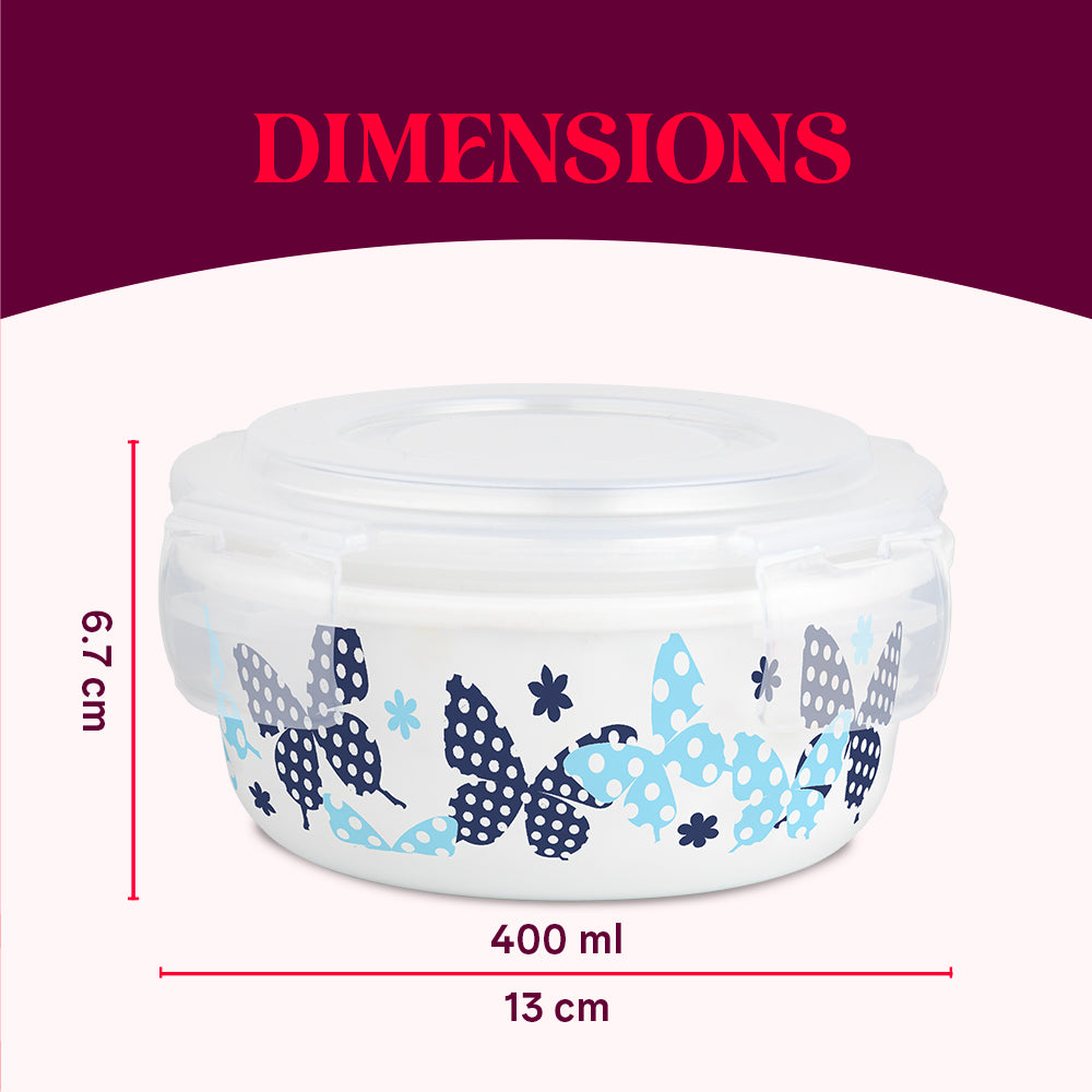 Larah By Borosil Veera Blue Klip N Store Storage Container 400 ml
