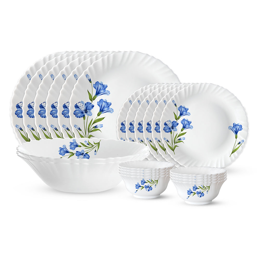 Larah by Borosil, Marina Blue Dinner Set 20 pc Set: Serves 6