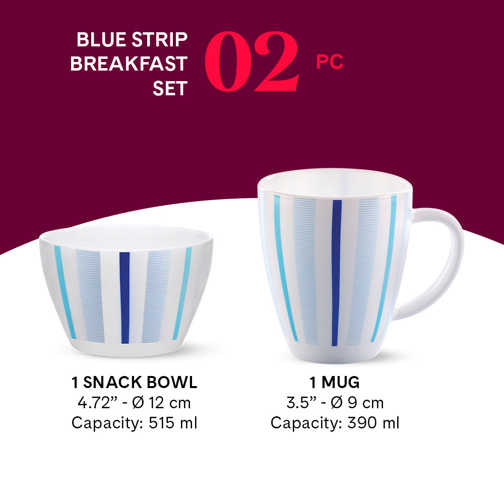 Larah by Borosil Blue Strip Breakfast Set 2 pc Set