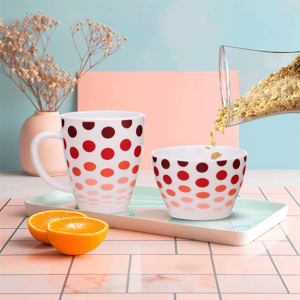 Larah by Borosil Polka Red Breakfast Set 2 pc Set