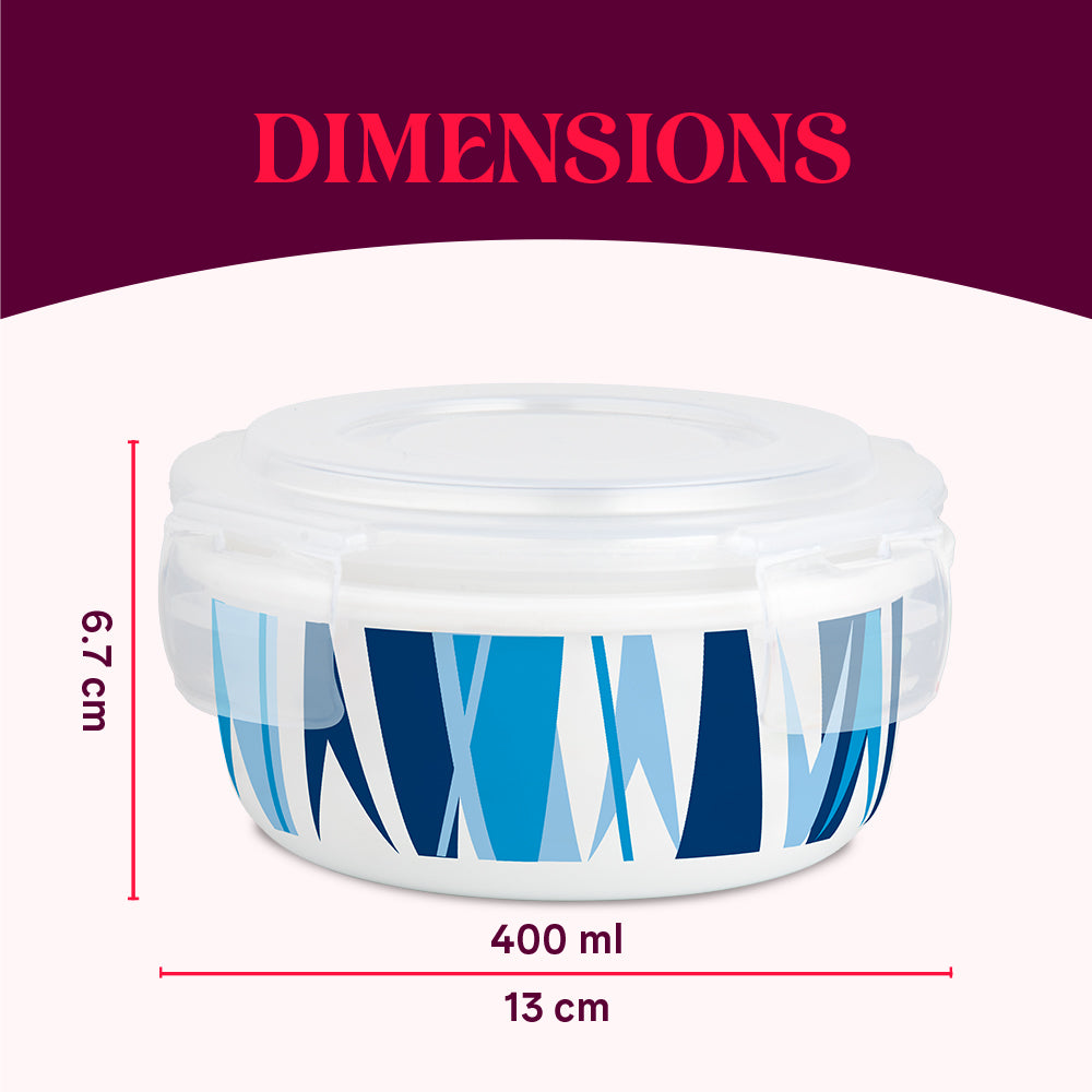 Larah By Borosil Geo Blue Klip N Store Storage Container 400 ml x 2