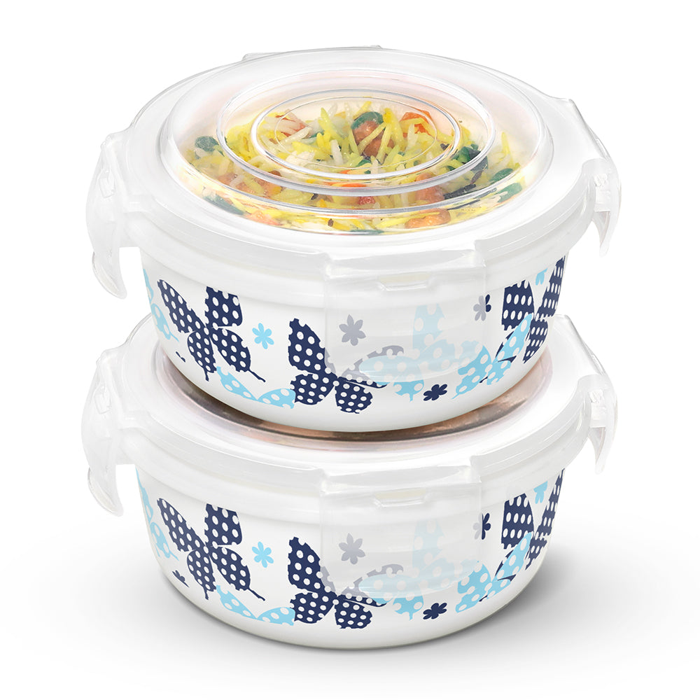Larah By Borosil Veera Blue Klip N Store Storage Container 400 ml x 2