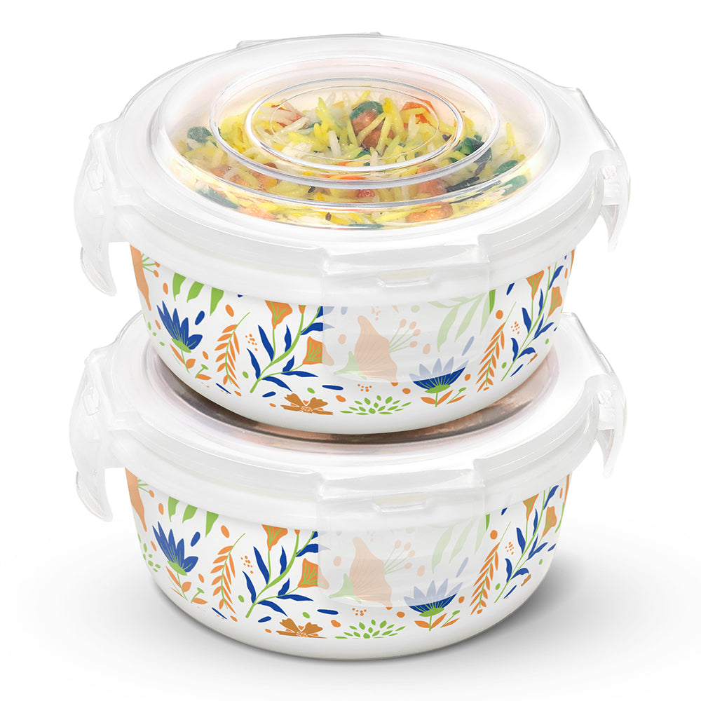 Larah By Borosil Ziva Navy Klip N Store Storage Container 400 ml x 2