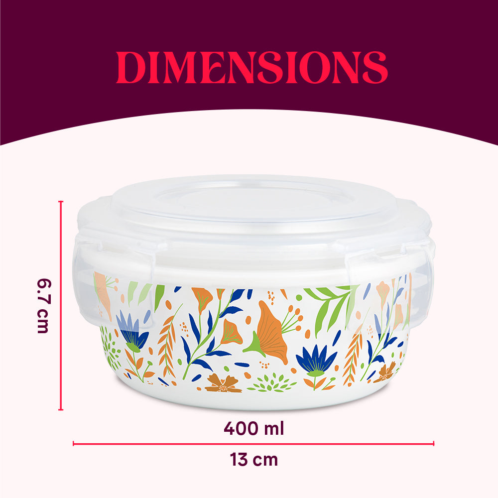 Larah By Borosil Ziva Navy Klip N Store Storage Container 400 ml x 2