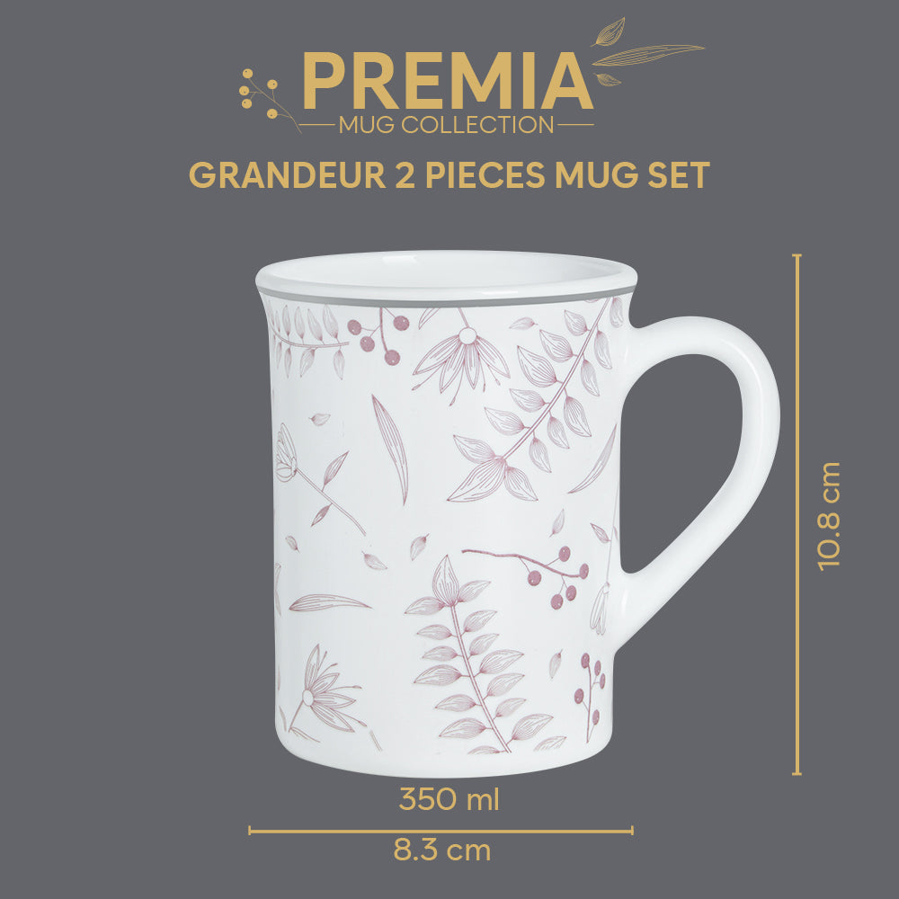 Larah By Borosil Grandeur Mug Set, 350 ml 350 ml x 2