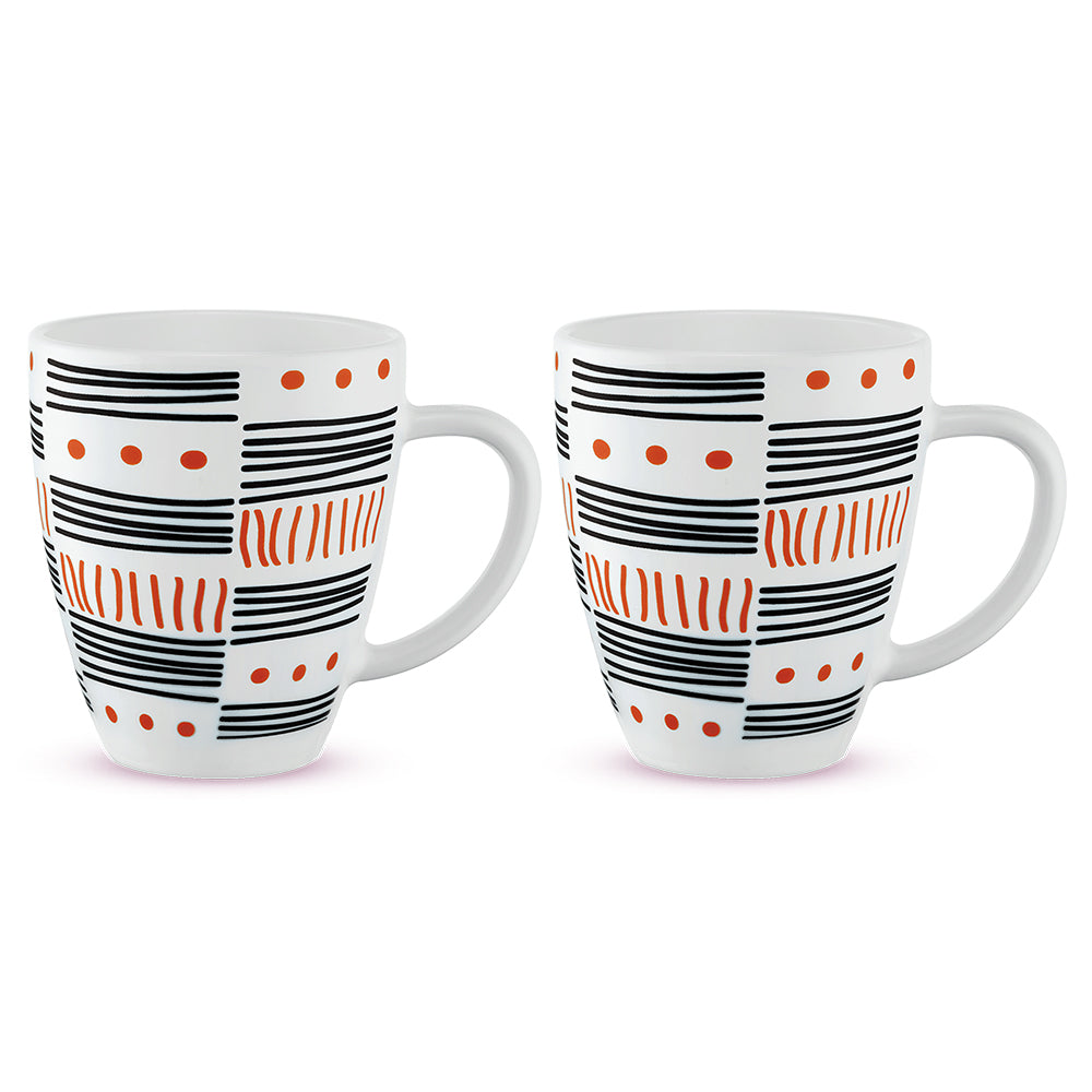 Larah by Borosil Doodle Mug Set 400 ml x 2
