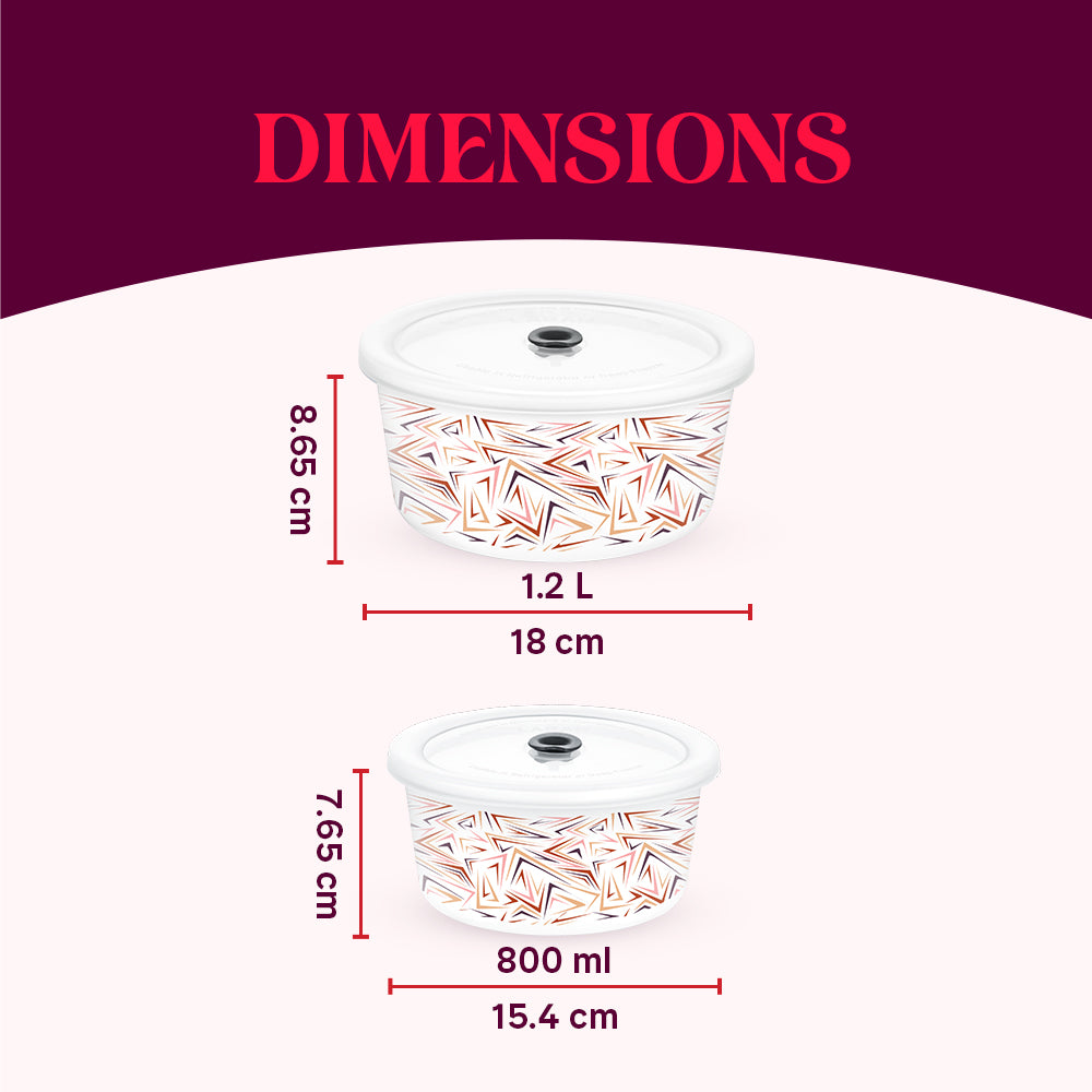 Larah By Borosil Comet Storage Bowl Set 1.2 L + 800 ml