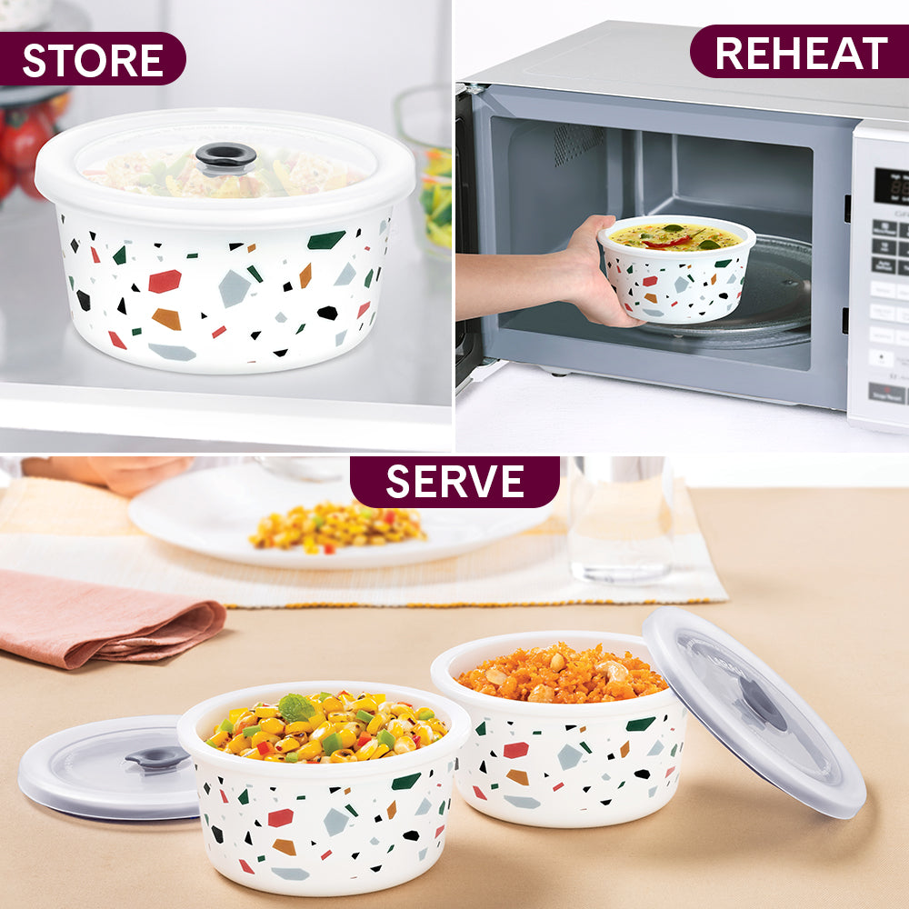 Larah By Borosil Confetti Storage Bowl Set 400 ml x 2
