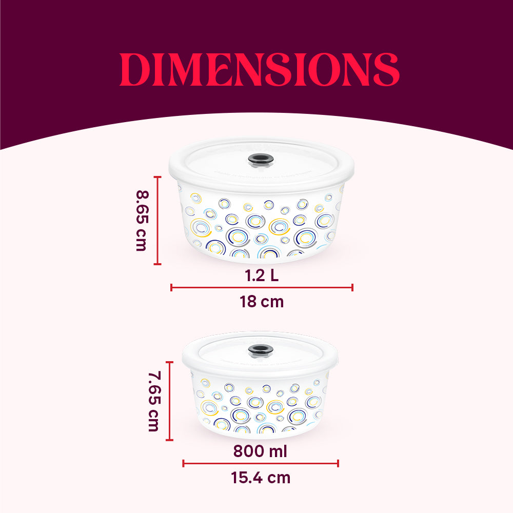 Larah By Borosil Jupiter Storage Bowl Set 1.2 L + 800 ml