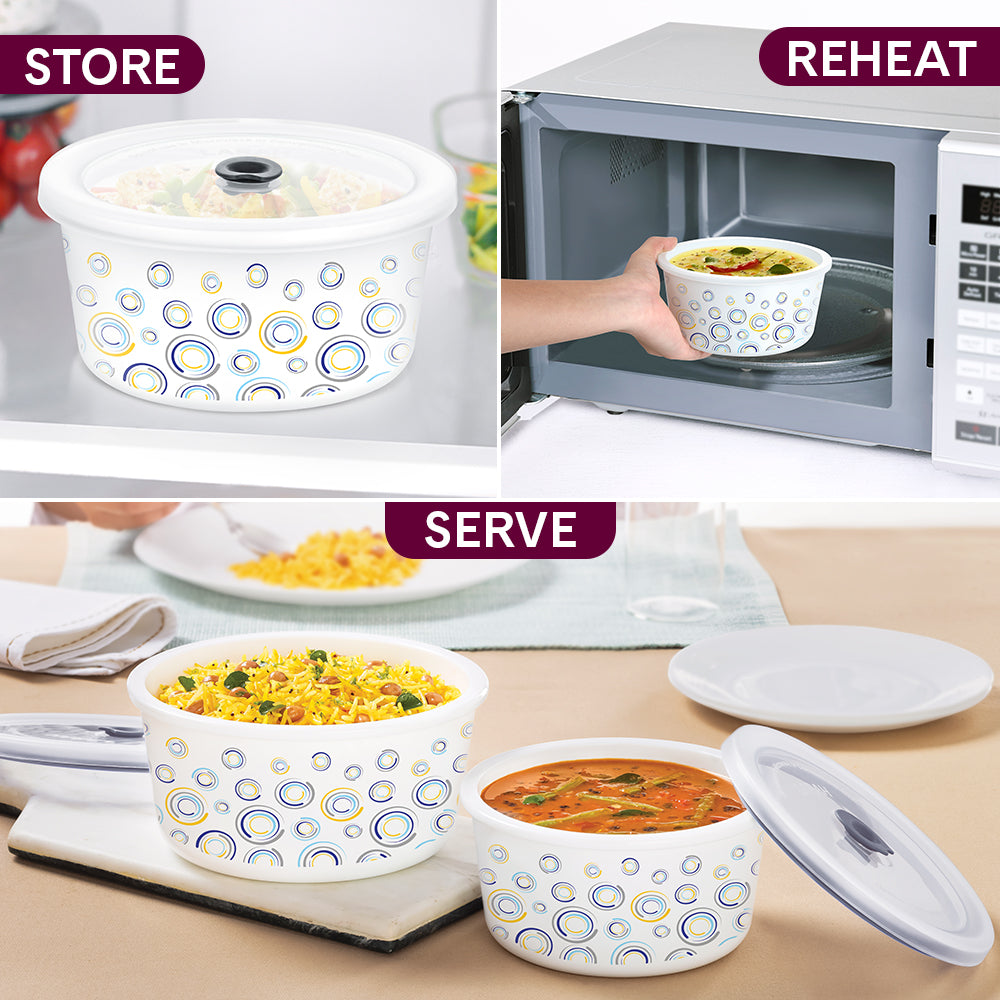 Larah By Borosil Jupiter Storage Bowl Set 1.2 L + 800 ml