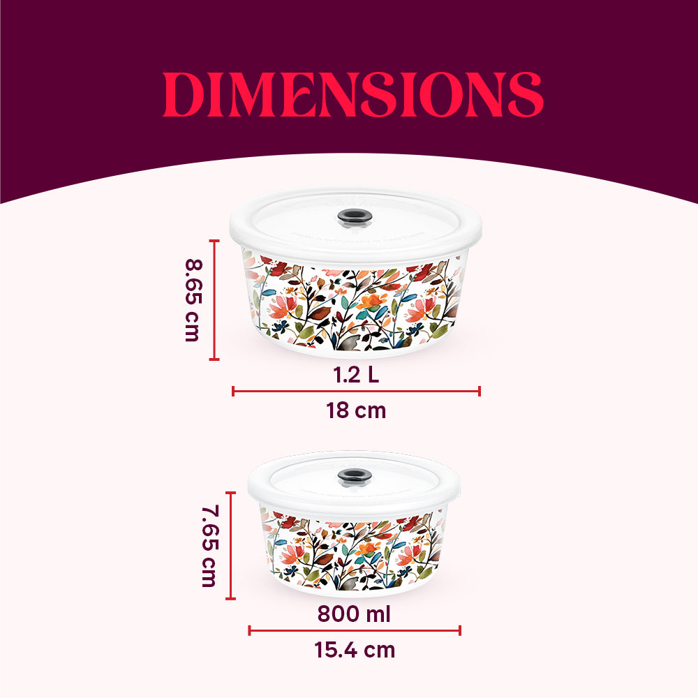Larah By Borosil Lupin Storage Bowl Set 1.2 L + 800 ml