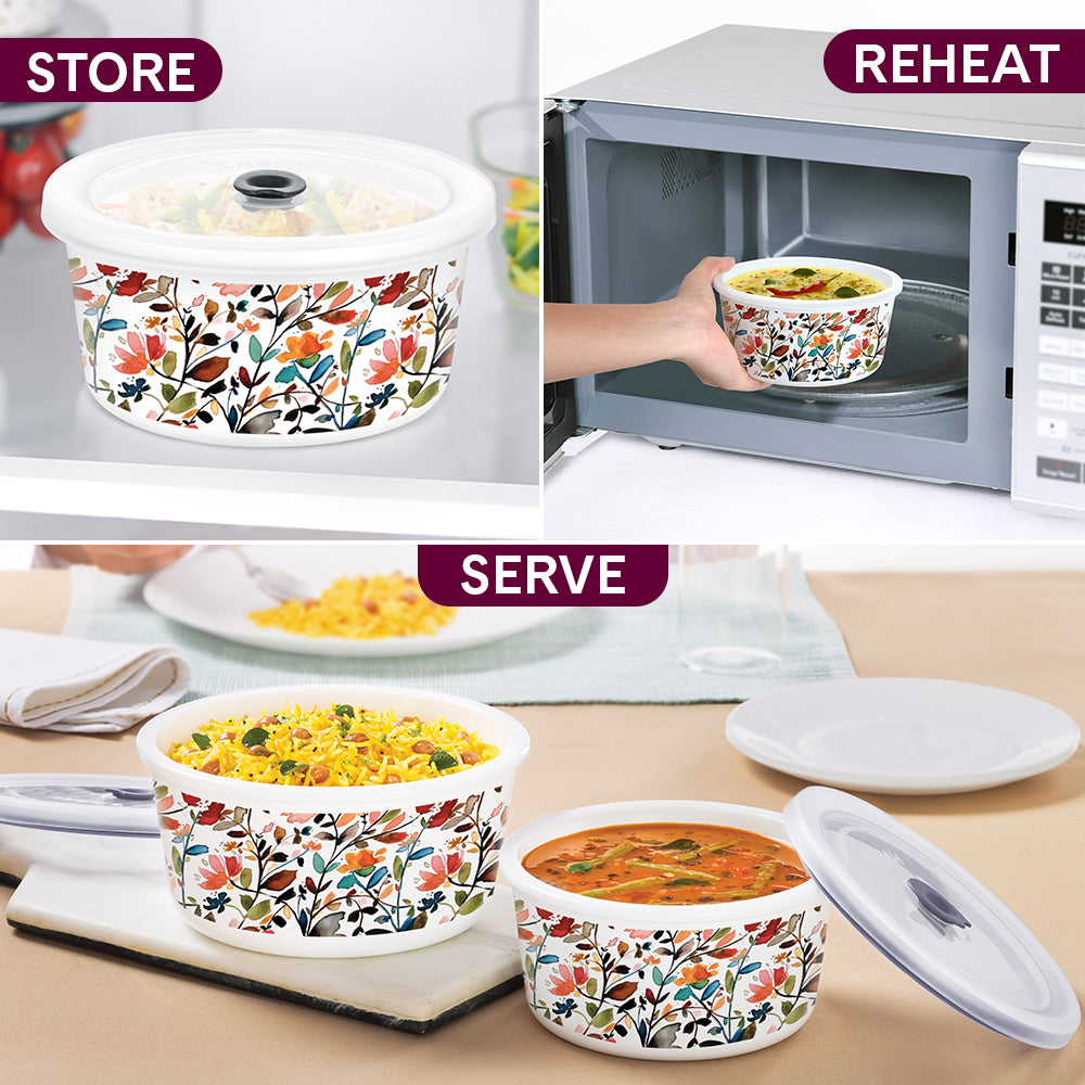Larah By Borosil Lupin Storage Bowl Set 1.2 L + 800 ml