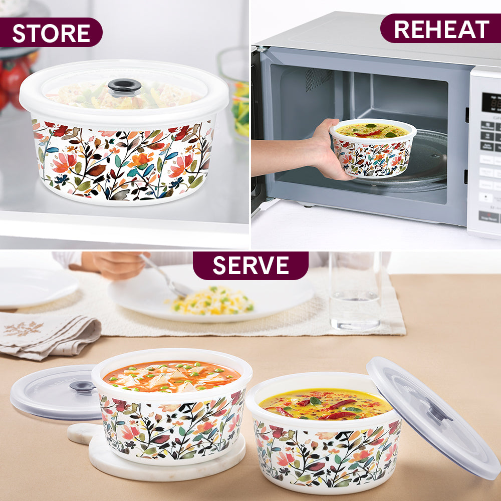 Larah By Borosil Lupin Storage Bowl Set 800 ml x 2