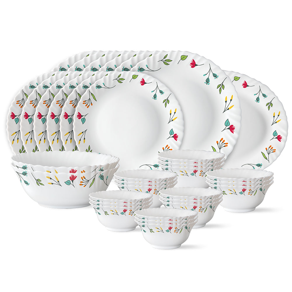 Larah by Borosil, Minerva Dinner Set 33 pc Set: Serves 6 (Option 2)