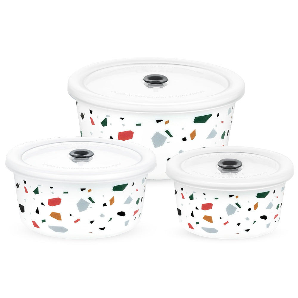 Larah By Borosil Confetti Storage Bowl Set 1.2 L + 800 ml + 400 ml
