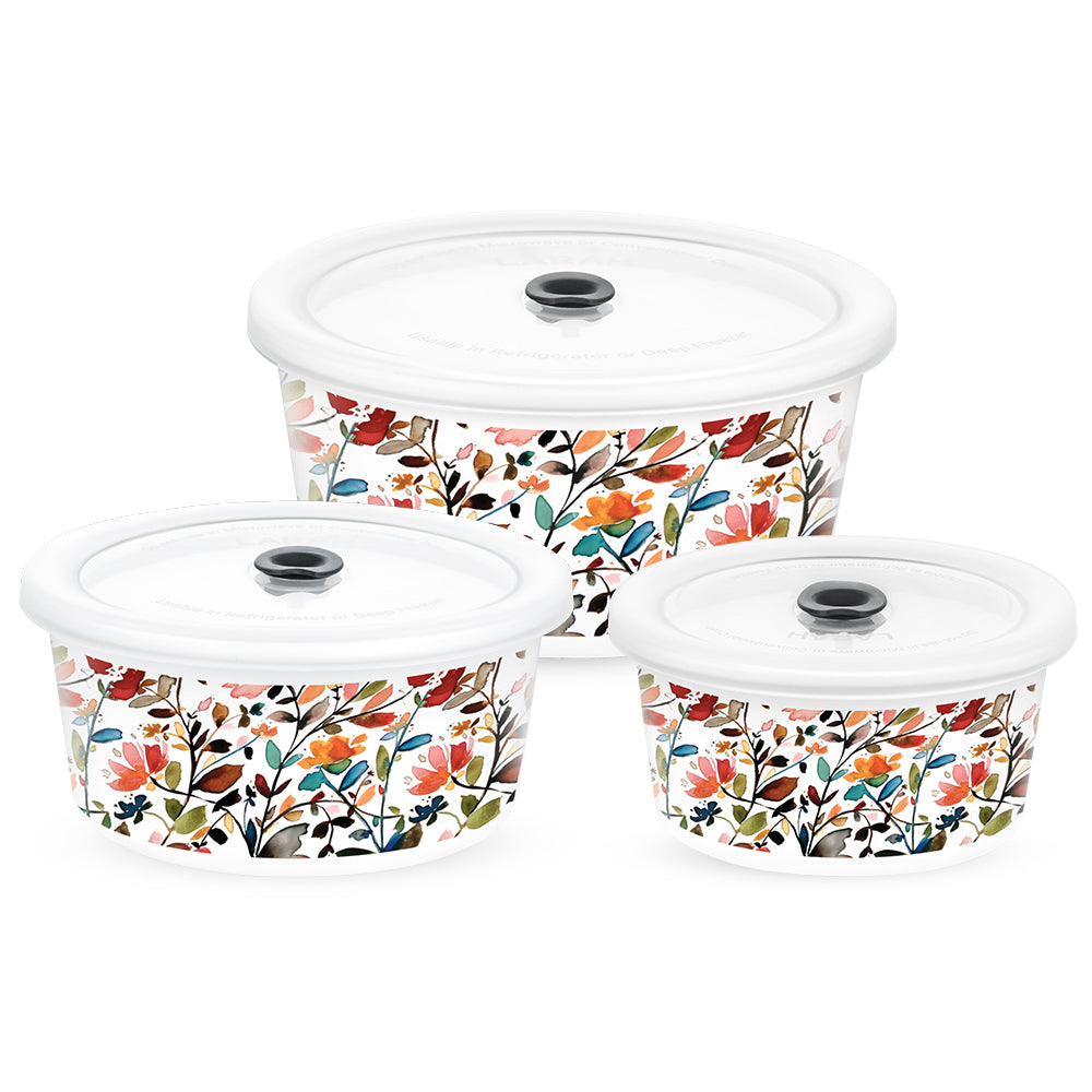 Larah By Borosil Lupin Storage Bowl Set 1.2 L + 800 ml + 400 ml