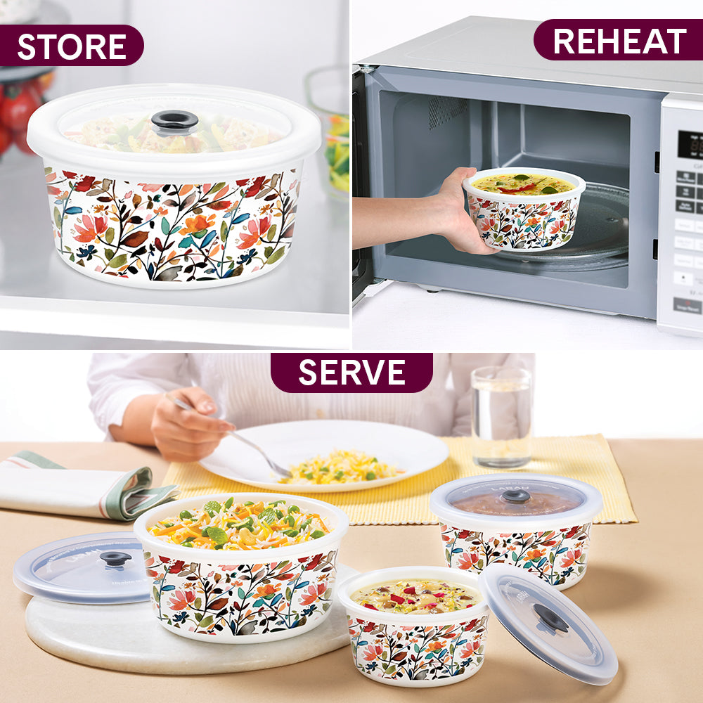 Larah By Borosil Lupin Storage Bowl Set 1.2 L + 800 ml + 400 ml